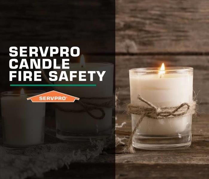 picture of candles and text saying SERVPRO candle fire safety
